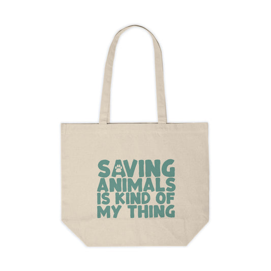 Eco-Friendly Canvas Shopping Tote - 'Saving Animals is Kind of My Thing'